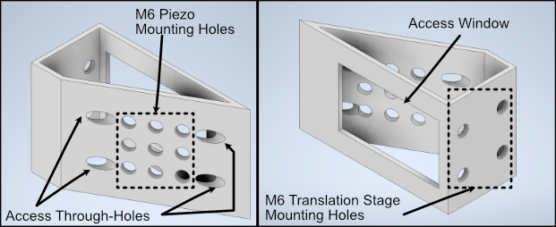 Breakdown of our custom angle piezo angle mount