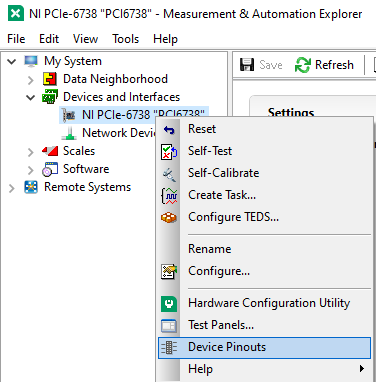 How to find the Device Pinout panel