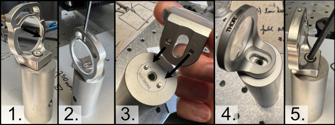 General process for mounting a lens into a Polaris holder and onto a post