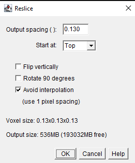 Reslicing Panel for top reslicing