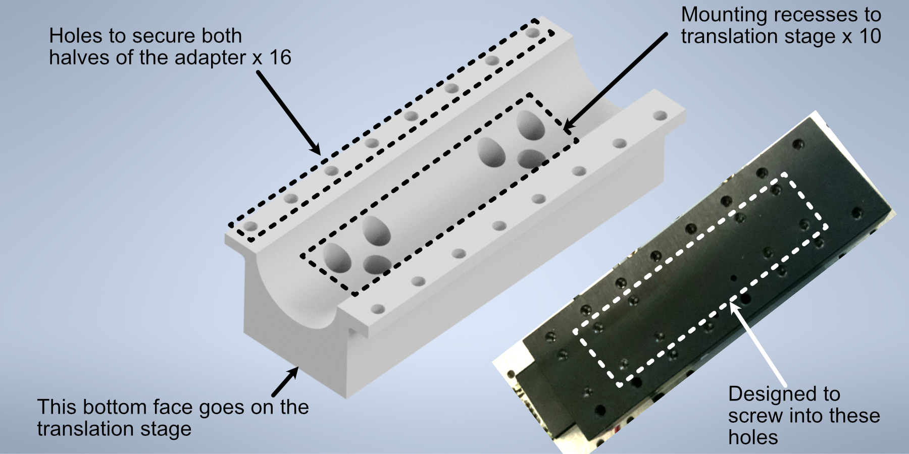 Schematic of the tube lens to translation stage adapter