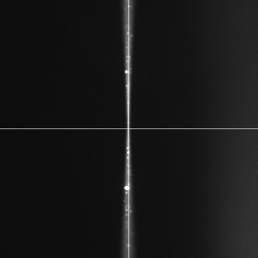 Original beam centered on the camera crosshair.