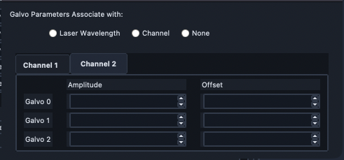 Advanced Galvo Setting popup showing the Channel 1 tab.