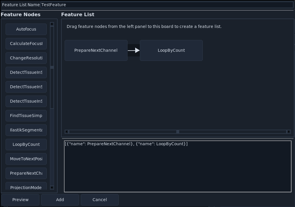 Feature list preview with PrepareNextChannel and LoopByCount.